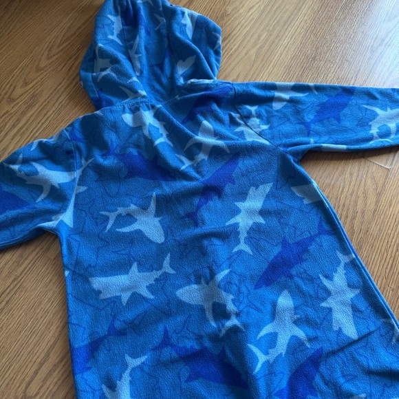 🟢3/$15 Wonder Nation Shark Pajamas (Boys 6/7) Fleece Zip-Up One-Piece - Picture 6 of 9